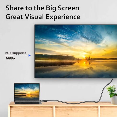 Kkf USB C to VGA with USB A OTG Adapter USB Type C to VGA Male to Male Cable Converter for Mobile Phone, Laptop, Tablet to Connect VGA Projector, Monitor (USB C to VGA+OTG) (USB C to VGA) in Saudi Arabia