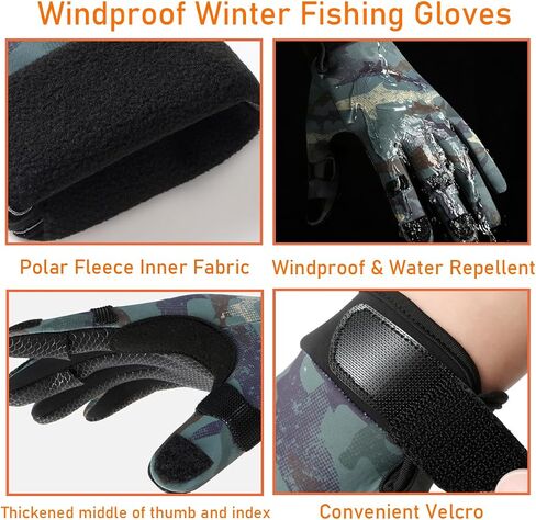 Winter Fingerless Fishing Gloves for Men & Women, Windproof Cold Weather Touchscreen Cycling Gloves for Photography Ski Driving in Saudi Arabia