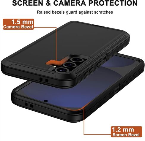 RubCase for Samsung Galaxy S24 FE Case with Belt Clip Holster, 2 x Screen Protector, Heavy Duty Military Grade Full Body Shockproof Rugged Protective Cover for Samsung Galaxy S24 FE Black in Kuwait