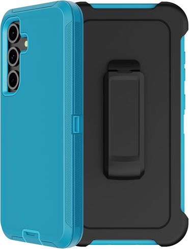RubCase for Samsung Galaxy S24 FE Case with Belt Clip Holster, 2 x Screen Protector, Heavy Duty Military Grade Full Body Shockproof Rugged Protective Cover for Samsung Galaxy S24 FE Black in Kuwait