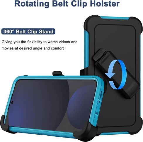 RubCase for Samsung Galaxy S24 FE Case with Belt Clip Holster, 2 x Screen Protector, Heavy Duty Military Grade Full Body Shockproof Rugged Protective Cover for Samsung Galaxy S24 FE Black in Kuwait