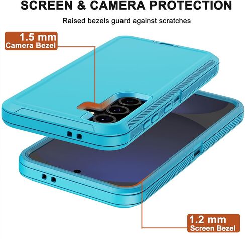RubCase for Samsung Galaxy S24 FE Case with Belt Clip Holster, 2 x Screen Protector, Heavy Duty Military Grade Full Body Shockproof Rugged Protective Cover for Samsung Galaxy S24 FE Black in Kuwait