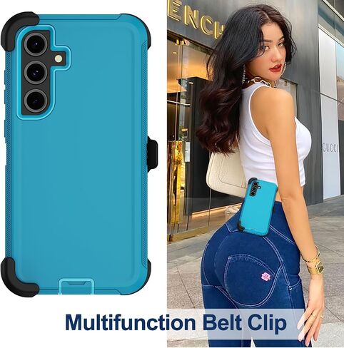 RubCase for Samsung Galaxy S24 FE Case with Belt Clip Holster, 2 x Screen Protector, Heavy Duty Military Grade Full Body Shockproof Rugged Protective Cover for Samsung Galaxy S24 FE Black in Kuwait