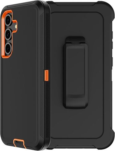 RubCase for Samsung Galaxy S24 FE Case with Belt Clip Holster, 2 x Screen Protector, Heavy Duty Military Grade Full Body Shockproof Rugged Protective Cover for Samsung Galaxy S24 FE Black in Kuwait
