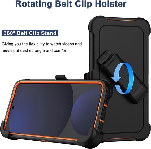 RubCase for Samsung Galaxy S24 FE Case with Belt Clip Holster, 2 x Screen Protector, Heavy Duty Military Grade Full Body Shockproof Rugged Protective Cover for Samsung Galaxy S24 FE Black in Kuwait