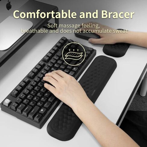 Vaydeer 60%-75% Keyboard Wrist Rest, Memory Foam Hand Rest Support Pad Padded for Office, Computer, Laptop, Mac Typing and Wrist Pain Relief and Repair(14.17inch,Black) in Saudi Arabia