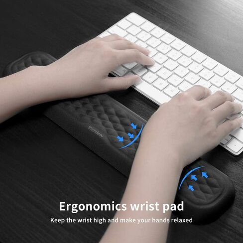 Vaydeer 60%-75% Keyboard Wrist Rest, Memory Foam Hand Rest Support Pad Padded for Office, Computer, Laptop, Mac Typing and Wrist Pain Relief and Repair(14.17inch,Black) in Saudi Arabia