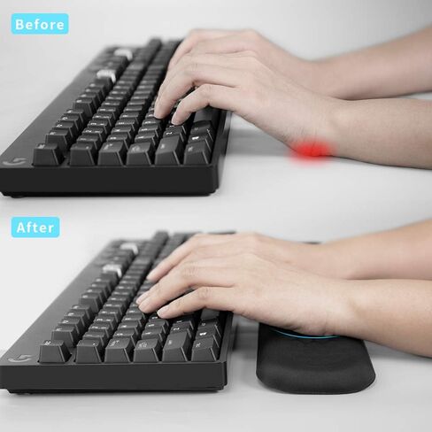 Vaydeer 60%-75% Keyboard Wrist Rest, Memory Foam Hand Rest Support Pad Padded for Office, Computer, Laptop, Mac Typing and Wrist Pain Relief and Repair(14.17inch,Black) in Saudi Arabia