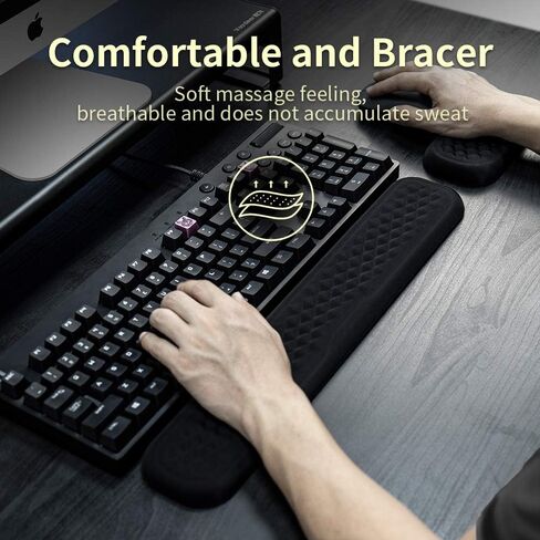 Vaydeer 60%-75% Keyboard Wrist Rest, Memory Foam Hand Rest Support Pad Padded for Office, Computer, Laptop, Mac Typing and Wrist Pain Relief and Repair(14.17inch,Black) in Saudi Arabia