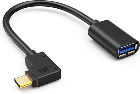 محول CableCreation من النوع C إلى USB 3.0، محول كابل USB C ذكر 90 درجة إلى USB A أنثى OTG، متوافق مع MacBook Pro وSamsung Note 8 وDell XPS 15 وما إلى ذلك، 15 سم/أسود in Saudi Arabia