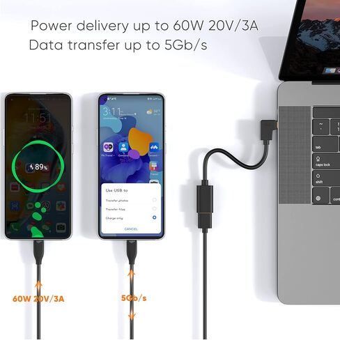 محول CableCreation من النوع C إلى USB 3.0، محول كابل USB C ذكر 90 درجة إلى USB A أنثى OTG، متوافق مع MacBook Pro وSamsung Note 8 وDell XPS 15 وما إلى ذلك، 15 سم/أسود in Saudi Arabia