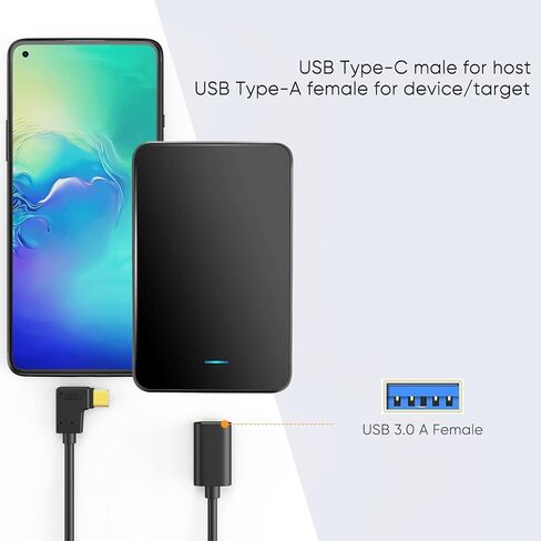 محول CableCreation من النوع C إلى USB 3.0، محول كابل USB C ذكر 90 درجة إلى USB A أنثى OTG، متوافق مع MacBook Pro وSamsung Note 8 وDell XPS 15 وما إلى ذلك، 15 سم/أسود in Saudi Arabia