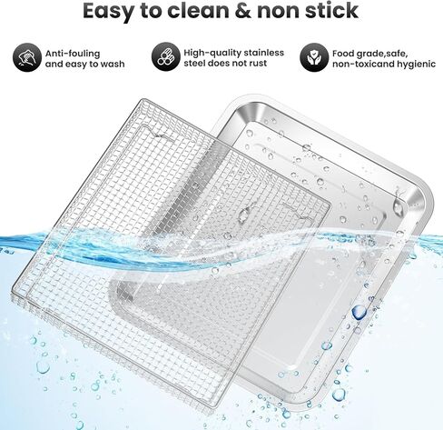 Stainless Steel Baking Tray Pan and Air Fryer Basket Compatible with Cuisinart Airfryer TOA-060 and TOA-065 Stainless Steel Baking Pan, Cooking and Baking for Convection Toaster Oven in Saudi Arabia