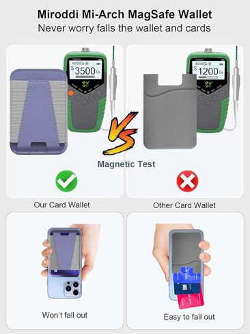 Miroddi لمحفظة MagSafe، حامل بطاقات محفظة مغناطيسية رفيعة لـ MagSafe، محفظة هاتف مغناطيسية جلدية لظهر سلسلة iPhone 15/14/13/12، قوة مغناطيسية معززة، 7 بطاقات بحد أقصى، أرجواني in Kuwait