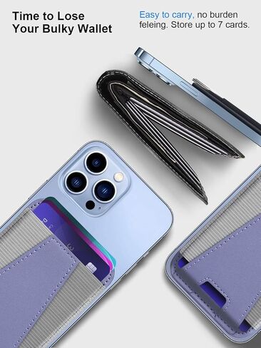 Miroddi لمحفظة MagSafe، حامل بطاقات محفظة مغناطيسية رفيعة لـ MagSafe، محفظة هاتف مغناطيسية جلدية لظهر سلسلة iPhone 15/14/13/12، قوة مغناطيسية معززة، 7 بطاقات بحد أقصى، أرجواني in Kuwait