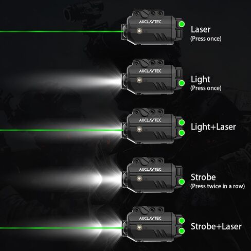 Pistol Light Laser Combo with USB-C Charging, 500 Lumen Green Beam Sight Tactical Flashlight for Subcompact Compact Glock and Picatinny Rail in Kuwait
