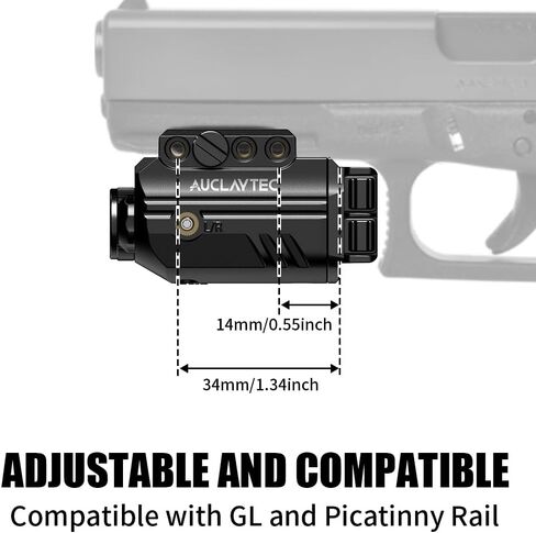 Pistol Light Laser Combo with USB-C Charging, 500 Lumen Green Beam Sight Tactical Flashlight for Subcompact Compact Glock and Picatinny Rail in Kuwait