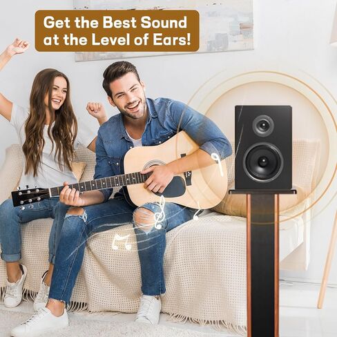 Baoz 24 inch Wood Grain Speaker Stands Universal Speaker Stands Floor Pair Heavy Duty Surround Sound Studio Monitor Stand for Home Theaters with Sand Filling Tuning Function in Saudi Arabia