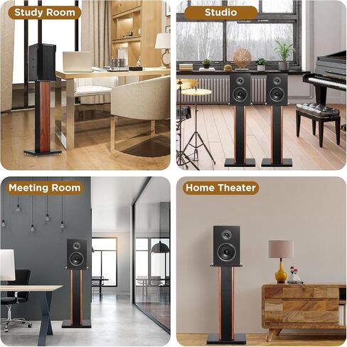 Baoz 24 inch Wood Grain Speaker Stands Universal Speaker Stands Floor Pair Heavy Duty Surround Sound Studio Monitor Stand for Home Theaters with Sand Filling Tuning Function in Saudi Arabia