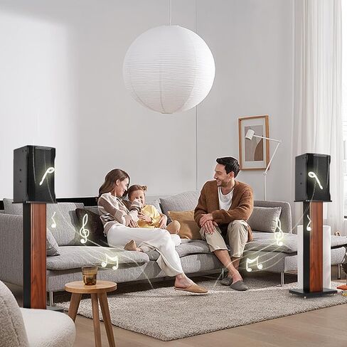 Baoz 24 inch Wood Grain Speaker Stands Universal Speaker Stands Floor Pair Heavy Duty Surround Sound Studio Monitor Stand for Home Theaters with Sand Filling Tuning Function in Saudi Arabia