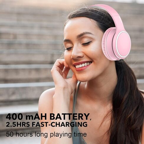 B10 Bluetooth Headphones Over Ear, 2 EQ Music Modes(Normal/Bass) and 50H Playtime Wireless Headphones with Mic, Lightweight Folding HiFi Stereo Headset for iPad/Travel/Tablet/PC/Home (Purple) in Kuwait
