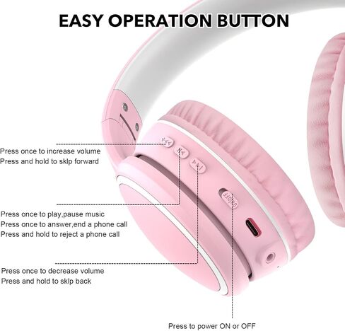 B10 Bluetooth Headphones Over Ear, 2 EQ Music Modes(Normal/Bass) and 50H Playtime Wireless Headphones with Mic, Lightweight Folding HiFi Stereo Headset for iPad/Travel/Tablet/PC/Home (Purple) in Kuwait
