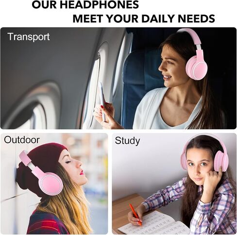 B10 Bluetooth Headphones Over Ear, 2 EQ Music Modes(Normal/Bass) and 50H Playtime Wireless Headphones with Mic, Lightweight Folding HiFi Stereo Headset for iPad/Travel/Tablet/PC/Home (Purple) in Kuwait