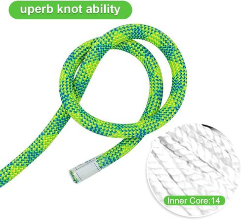 X XBEN 10.5 مم UIAA حبل تسلق ديناميكي 20M(65FT) 35M(115FT) 45M(150FT) 60M(200FT)، حبل Kernmantle من النايلون الآمن لتسلق الصخور، تسلق الأشجار، تسلق الجليد، رابيلينج، الإنقاذ in Kuwait