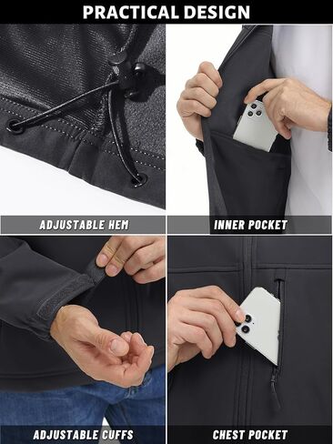 سترات TACVASEN الرجالية التكتيكية معاطف خفيفة الوزن مبطنة بالصوف الناعم مع جيوب مقاومة للماء للتنزه في الهواء الطلق in Kuwait