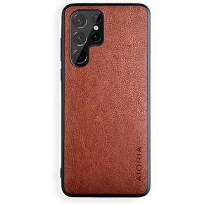 AIORIA for Samsung Galaxy S24 Ultra Case, 6.8" Screen Premium PU Leather Cover Retro Business Design Full Protective Case for Samsung S24 Ultra 5G (Red)