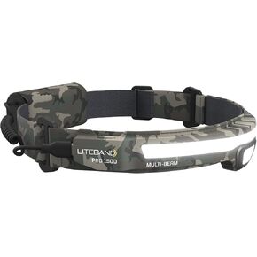 Liteband PRO1500 Multi-Beam Personal LED Headlamp, 1500 Lumen 210-Degree Wide-Beam Illumination Plus 500 Lumen Focused Beam, 6 Mode, 3400 mAh USB-C Battery-Powered, Fits Hardhats and Helmets, Camo