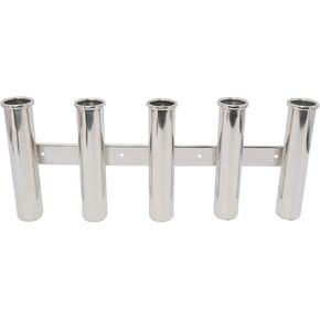 Amarine Made 5 Tube Stainless Steel Fishing Rod Rack Mirror Finish 316 Stainless Steel 5 Rod Rack