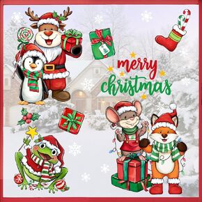 Mfault 137 PCS 2024 New Year Christmas Window Clings 4 Sheets, Xmas Tree Gnome Truck Black Gold Wall Stickers Decal Decorations, Celebration Ornaments Living Room Home Kitchen Decor Holiday Gifts