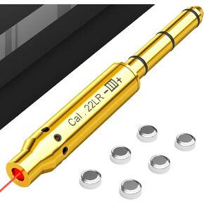 Bore Sighting Laser .22LR/.223/.177/.38SPL/9mm Caliber Red Dot, End Barrel Laser Boresighter with 2 Set of Batteries Bore Sighter Fit for Pistol, Rifle & Air Guns