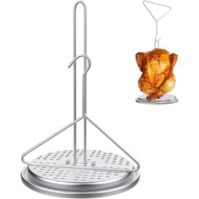DELSbbq Turkey Fryer Stand Kit Wire Handle Lifter Hook, Perforated Turkey Fryer Hook and Stand Set Turkey Chicken Fryer Accessory Kit with for Poultry Deep Frying Pot