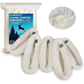 Game Bags Elk, 5-Packs Rolled Game Bags Deer, Reusable & Breathable Big Hunting Meat Bag with Reflective Tags for Elk, Caribou, Deer and Moose, Essential Hunting Accessories