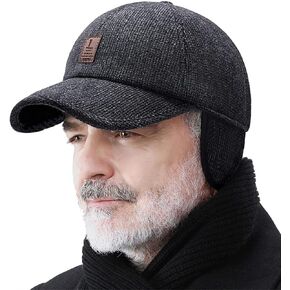 Winter for Men Outdoor Hat, Adjustable Warm Sport Golf Baseball Cap Hats Dad Caps Earflaps Thicken 55-60CM (Brown)