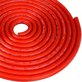 Conext Link 5 ft Frost Red 1/0 Gauge Amplifier Power Ground Wire 0 GA Battery Cable （10801）