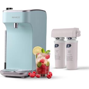 Soda Maker, Ice Cold Sparkling Water Maker, Water Cooler, Compatible with Screw-in 60L CO2 Cylinder (Not Included), Carbonator with 1.5L Water Tank, Touch Screen (Aqua Blue)