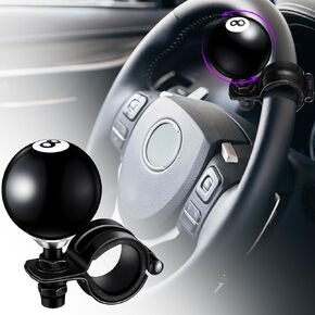 Tallew 2 Pieces Black 8 Ball Steering Wheel Knob Spinner Suicides Knob for Steering Wheel 360 Degrees Rotation Steering Wheel Knob Steering Wheel Accessories for Cars Trucks Semis Tractors