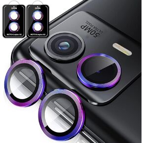 [2 Pack for Moto G 5G (2024) Camera Lens Protector, 9H Tempered Glass Camera Cover Screen Protector Metal Individual Ring [Installation Tray Alignment Kit](Color)