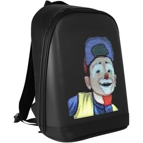 LED Color Screen Customizable photo/icon Backpack,Water-Resistant Travel Bag with USB Port and Comfortable Padding, Orange