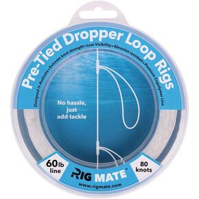 Pre-Tied Dropper Loop Rigs - 60 lb. Tested Fishing Line Spool - 80 Loops 18 Inches Apart with 5.5 Inch Loop Size - Perfect for Saltwater & Freshwater Fishing