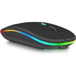 UrbanX 2.4GHz & Bluetooth Mouse Rechargeable Wireless Mouse for Amazon Fire HD 10/ Plus/Max 11 & All Kindle Devices Wireless Mouse for Laptop/PC/Mac/iPad pro/Tablet/Android -RGB LED Onyx Black