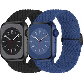 Braided Solo Loop Compatible with Apple Watch Band 38mm 40mm 41mm 42mm 44mm 45mm 46mm 49mm Women Men, Adjustable Stretchy Bands Elastic Sport Wristbands for iWatch Series 10 9 8 7 6 5 4 3 2 SE Ultra 2
