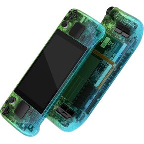 eXtremeRate Gradient Translucent Bluebell Faceplate Back Plate Shell for Steam Deck LCD, Handheld Console Replacement Housing Case, Custom Full Set Shell with Buttons for Steam Deck - Console Without