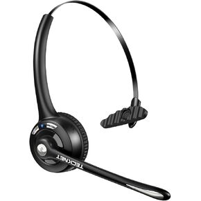TECKNET Bluetooth Headset, Wireless Headset with Noise Canceling Microphone for Trucker, On-Ear Bluetooth Headset with Mute Mic for Work