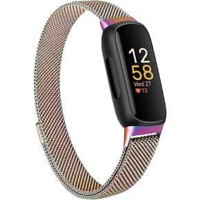 Meliya Stainless Steel Metal Mesh Loop Bands for Fitbit Inspire 3/2/HR - Adjustable Magnetic Wristband Replacement Straps for Men and Women