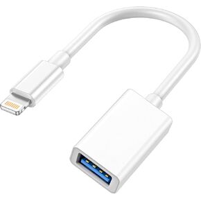 Lightning to USB Camera Adapter, Apple MFi Certified USB OTG Cable Converter for iPhone 14 13 12 11 Pro Max XS XR X 8 iPad, Support Camera, Card Reader, USB Flash Drive, MIDI Keyboard (White-1)