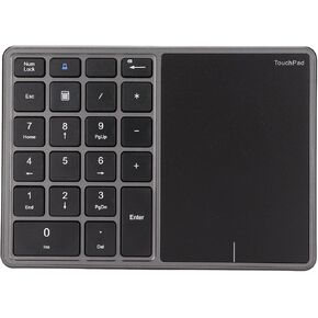 PUSOKEI BT5.0 Numeric Keypad, 22 Keys USB C Number Pads Keyboard, 2.4G Number Keyboard Extensions Keyboard with Touchpad for Win, for IOS, for Android, for OS X System(Grey)